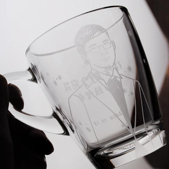 (一對價)320cc【中國風結婚肖像對杯】婚紗照客製人像馬克杯 結婚禮物對杯 - MSA玻璃雕刻