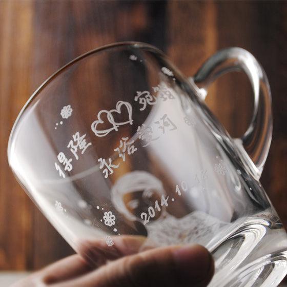 (一對價)320cc【中國風結婚肖像對杯】婚紗照客製人像馬克杯 結婚禮物對杯 - MSA玻璃雕刻