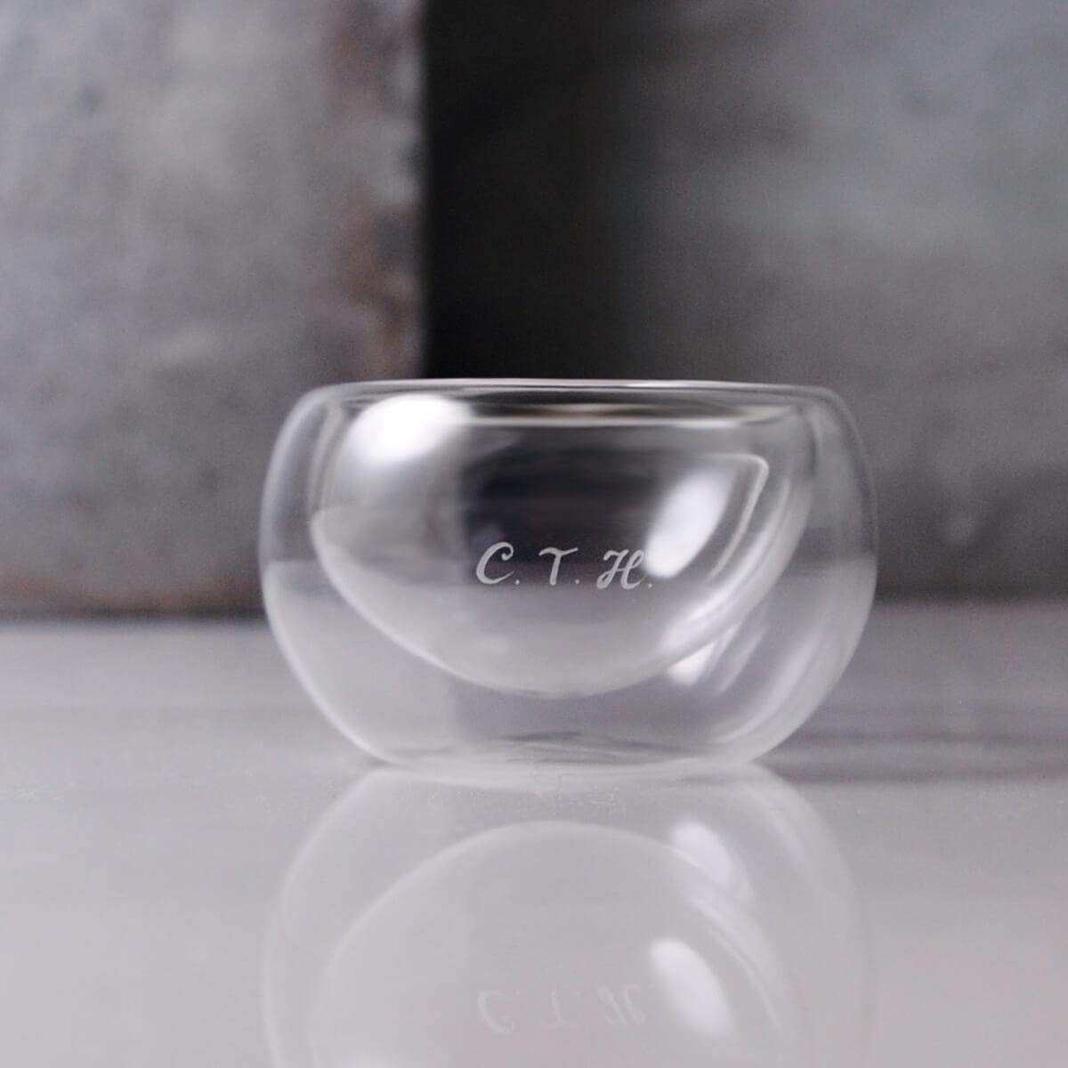 50cc【茶杯客製】手工耐熱雙層品茗杯刻字 雙層杯不燙手 - MSA玻璃雕刻