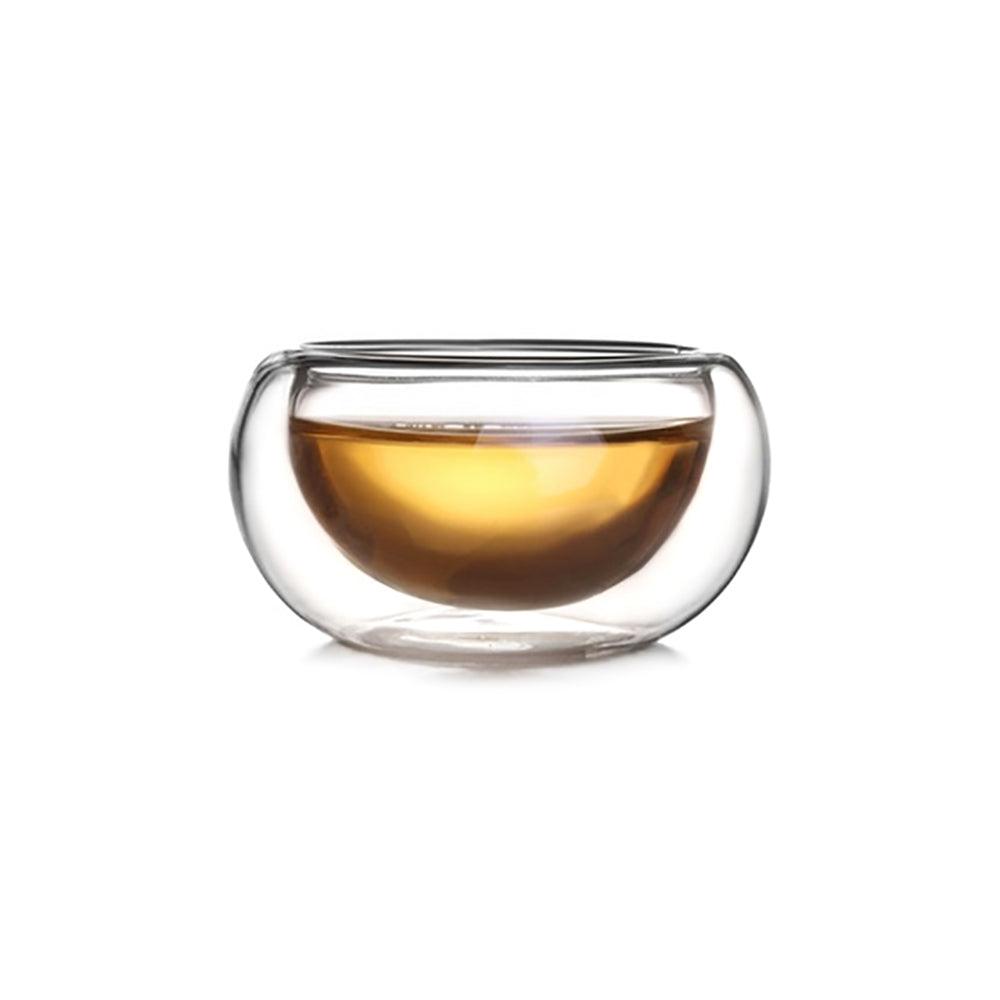 50cc【茶杯客製】(含底座) 手工耐熱雙層品茗杯 - MSA玻璃雕刻