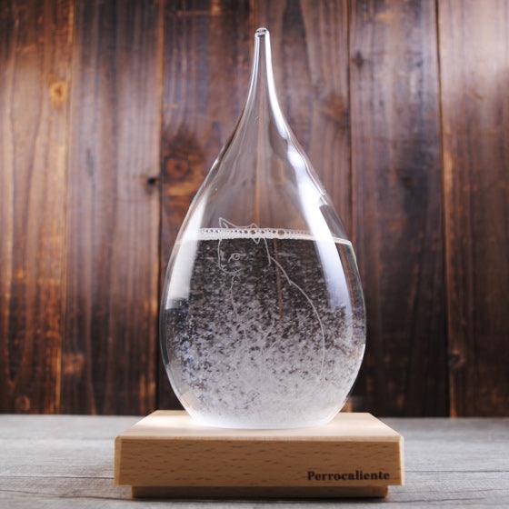 聖誕節【雪貓天氣球】20.5cm日本進口Tempo Drop天氣瓶(含木座) 客製 航海士遇見美麗的氣候瓶 - MSA玻璃雕刻