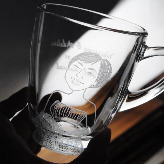(一對價)320cc【結婚對杯】(寫實版) 婚紗馬克杯 結婚送禮 - MSA玻璃雕刻