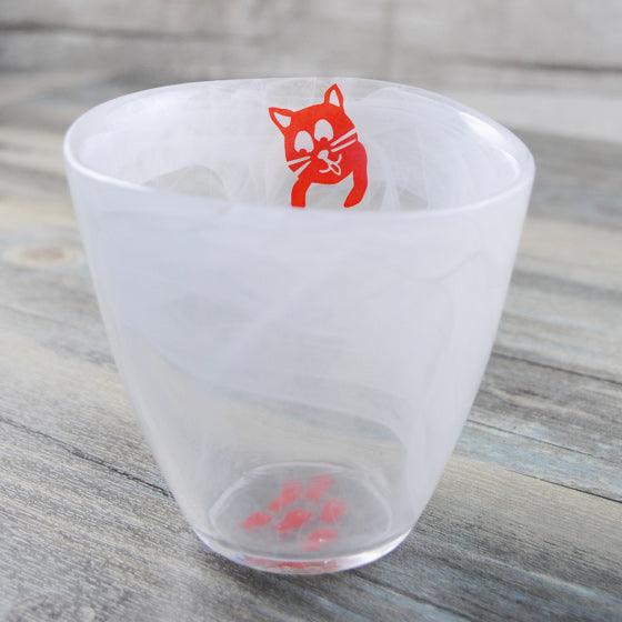 (絕版限量品)300cc【貓抓魚手工杯】溫暖質感貓抓玻璃杯 - MSA玻璃雕刻