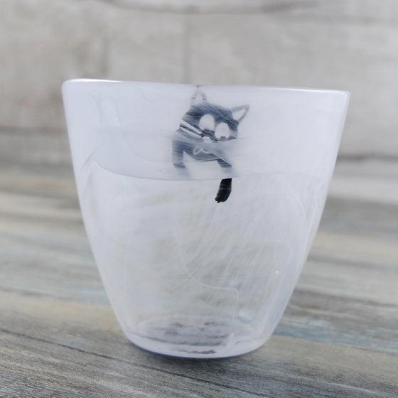 (絕版限量品)300cc【貓抓魚手工杯】溫暖質感貓抓玻璃杯 - MSA玻璃雕刻