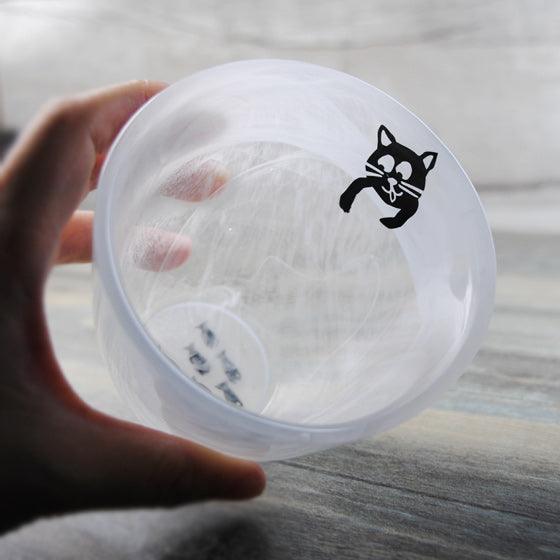 (絕版限量品)300cc【貓抓魚手工杯】溫暖質感貓抓玻璃杯 - MSA玻璃雕刻