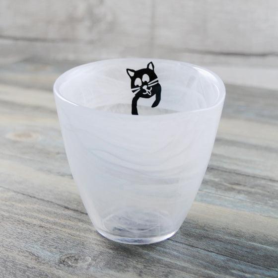 (絕版限量品)300cc【貓抓魚手工杯】溫暖質感貓抓玻璃杯 - MSA玻璃雕刻