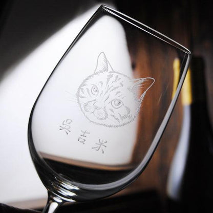 425cc【貓咪酒杯】(簡易版) 寵物肖像紅酒杯 喵星人 - MSA玻璃雕刻