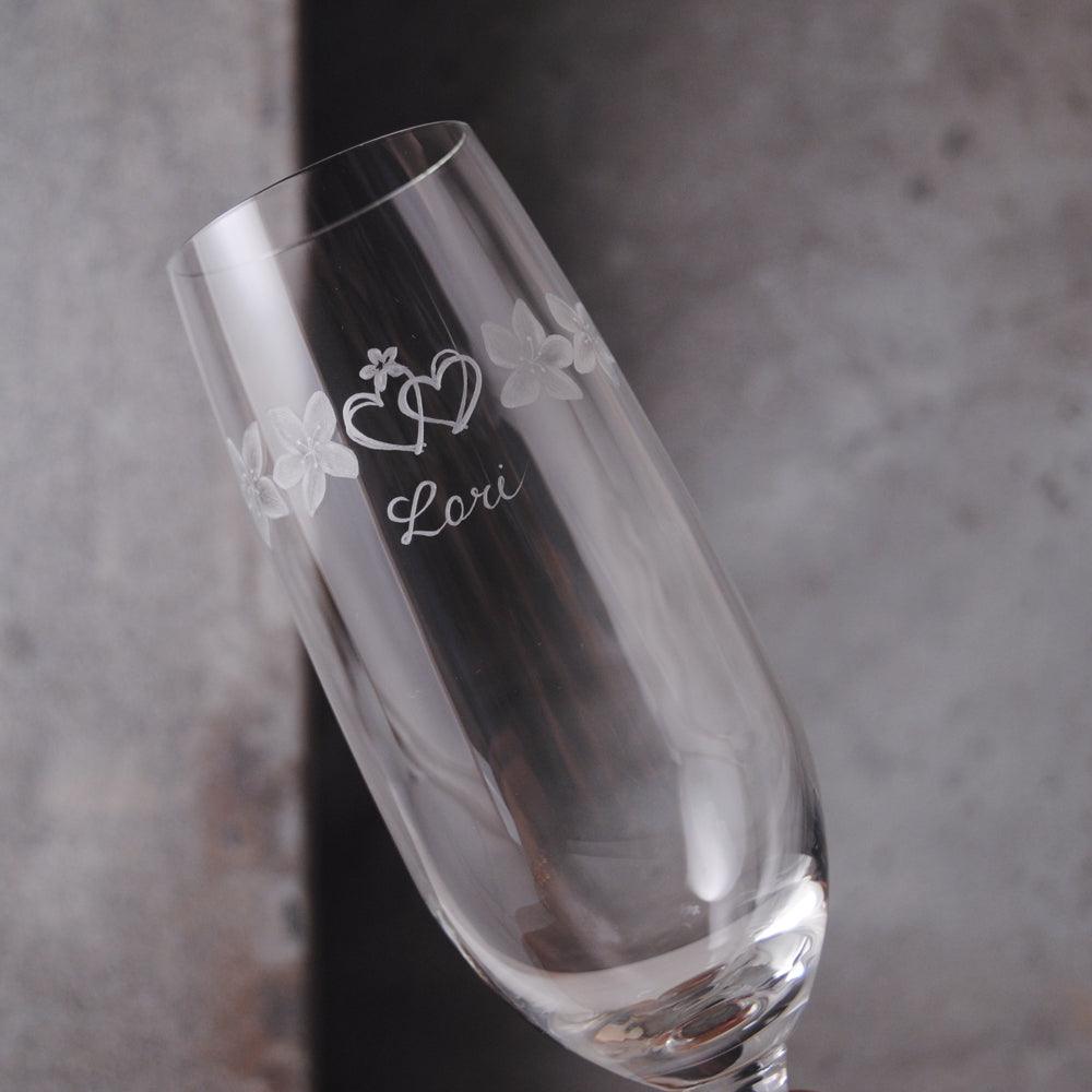 210cc【梧桐花】情人節紀念酒杯 香檳杯 - MSA玻璃雕刻