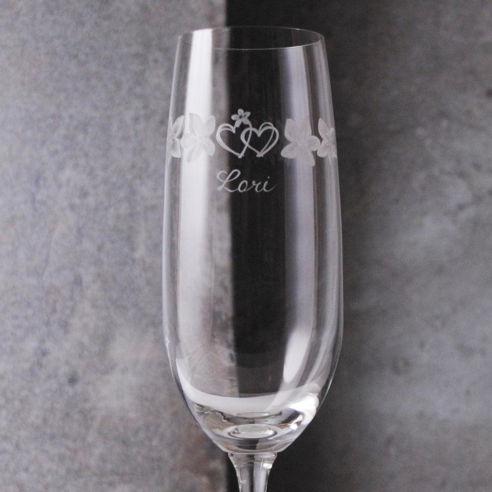210cc【梧桐花】情人節紀念酒杯 香檳杯 - MSA玻璃雕刻