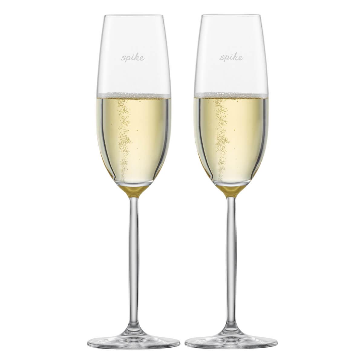 (一對價)220cc【德國蔡司Schott Zwiesel】 DIVA香檳杯 結婚刻字對杯 - MSA玻璃雕刻