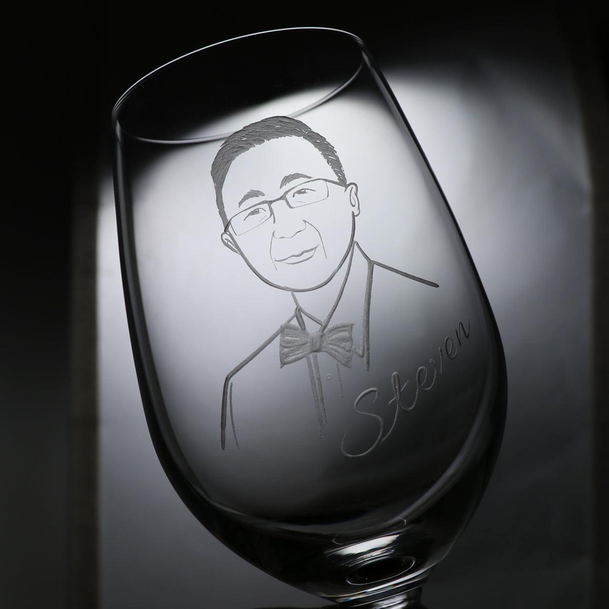 425cc【老闆杯】(寫實版)肖像客製紅酒杯 長官送禮 - MSA玻璃雕刻