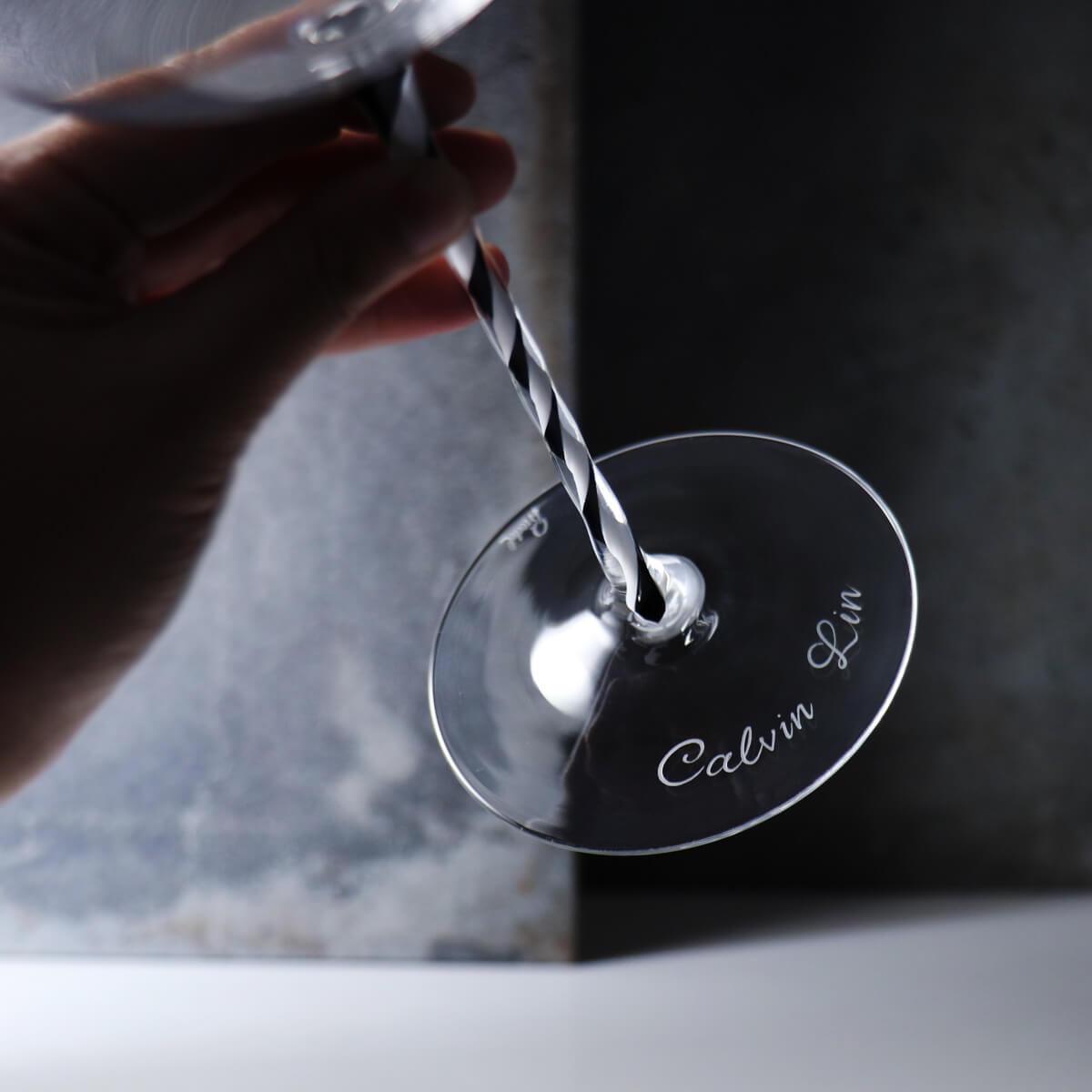 620cc【奧地利 Riedel】Riedel Fatto a Mano黑白螺旋杯梗水晶杯 Black and White Twist Crystal Glass - MSA玻璃雕刻