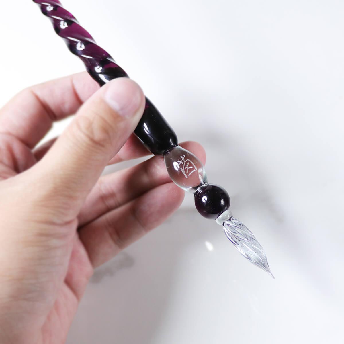 (螺旋造型款) MSA玻璃筆手工刻字沾水筆 文具 - MSA玻璃雕刻