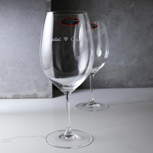 (一對價) 610cc 【Riedel－Vinum系列】鑽石婚 Bordeaux 水晶對杯 Cabernet紅酒杯 - MSA玻璃雕刻