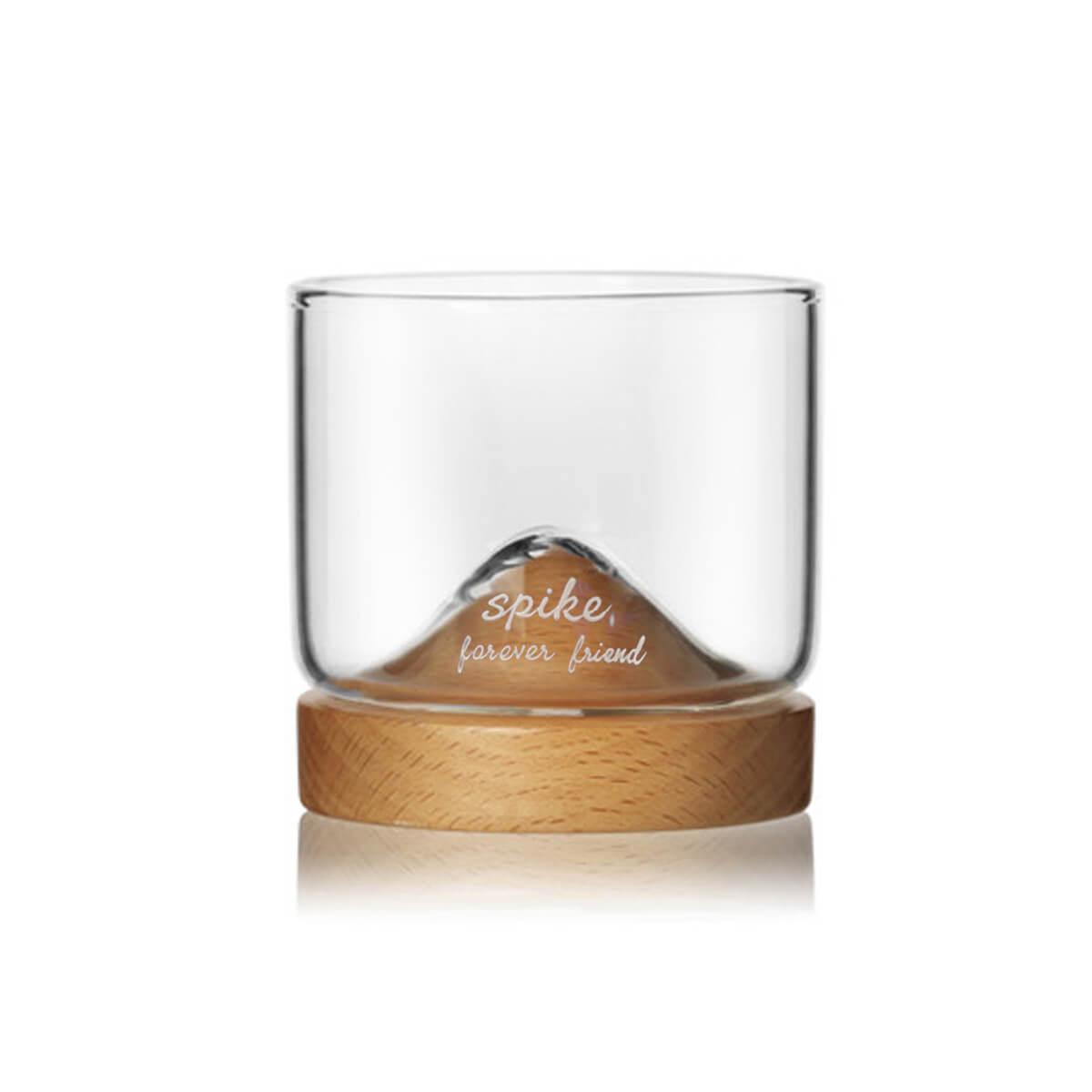 120cc【哲學生活小山杯】櫸木原木山形酒杯 茶杯 - MSA玻璃雕刻