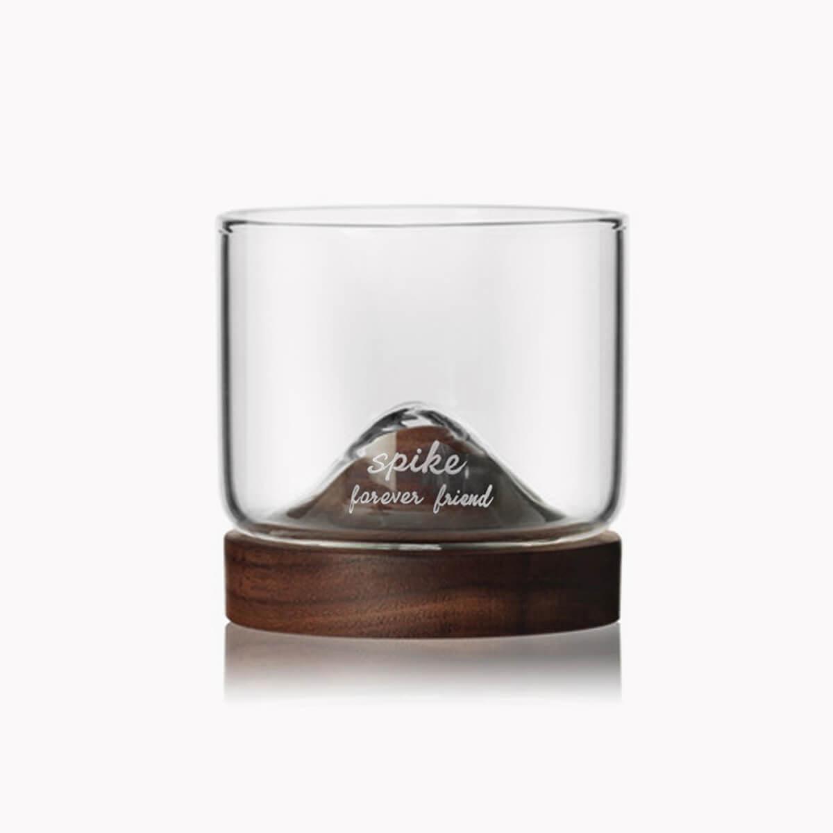 120cc【哲學生活小山杯】黑胡桃木原木山形酒杯 茶杯 - MSA玻璃雕刻