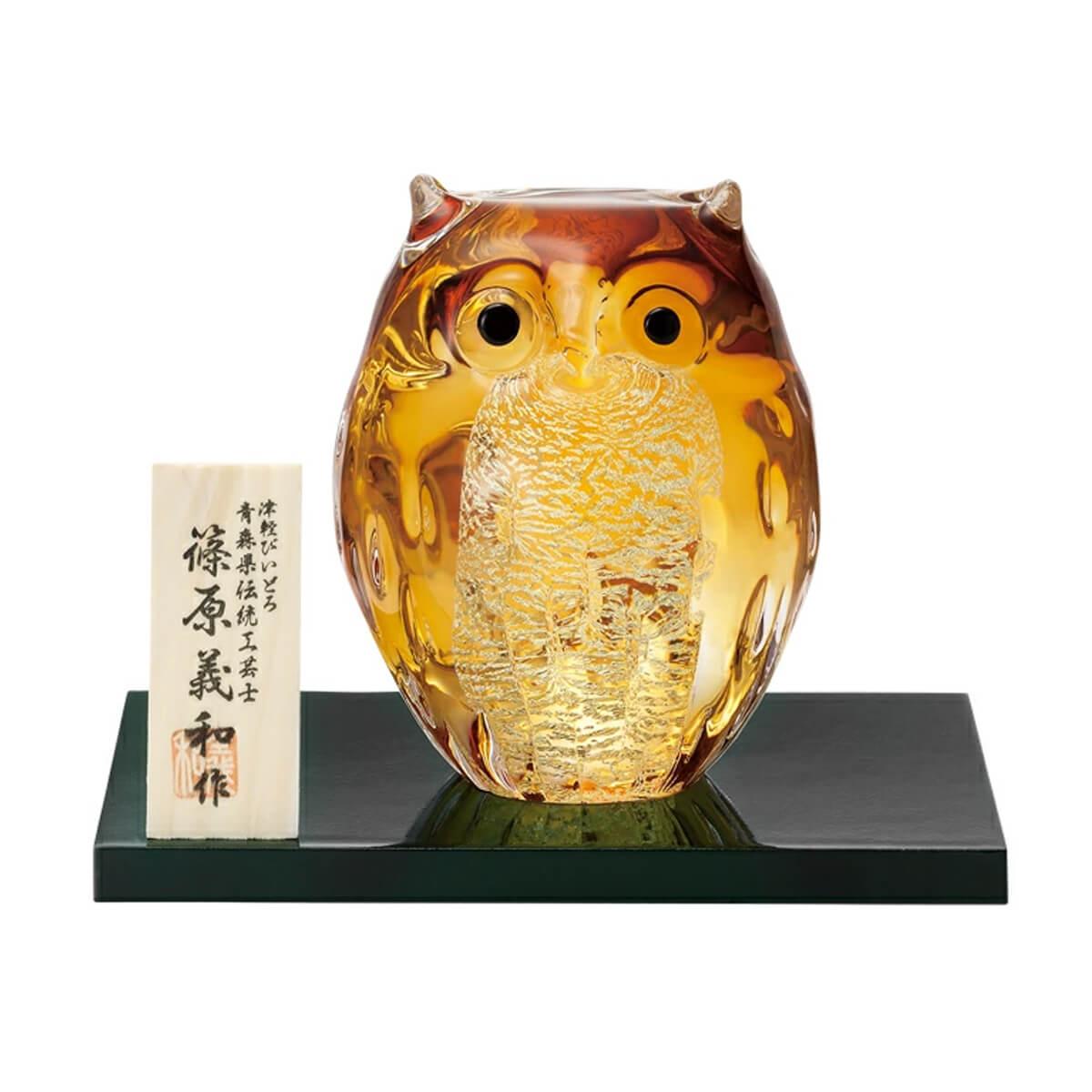 【日本津軽津琉璃】吉祥物貓頭鷹 - MSA玻璃雕刻