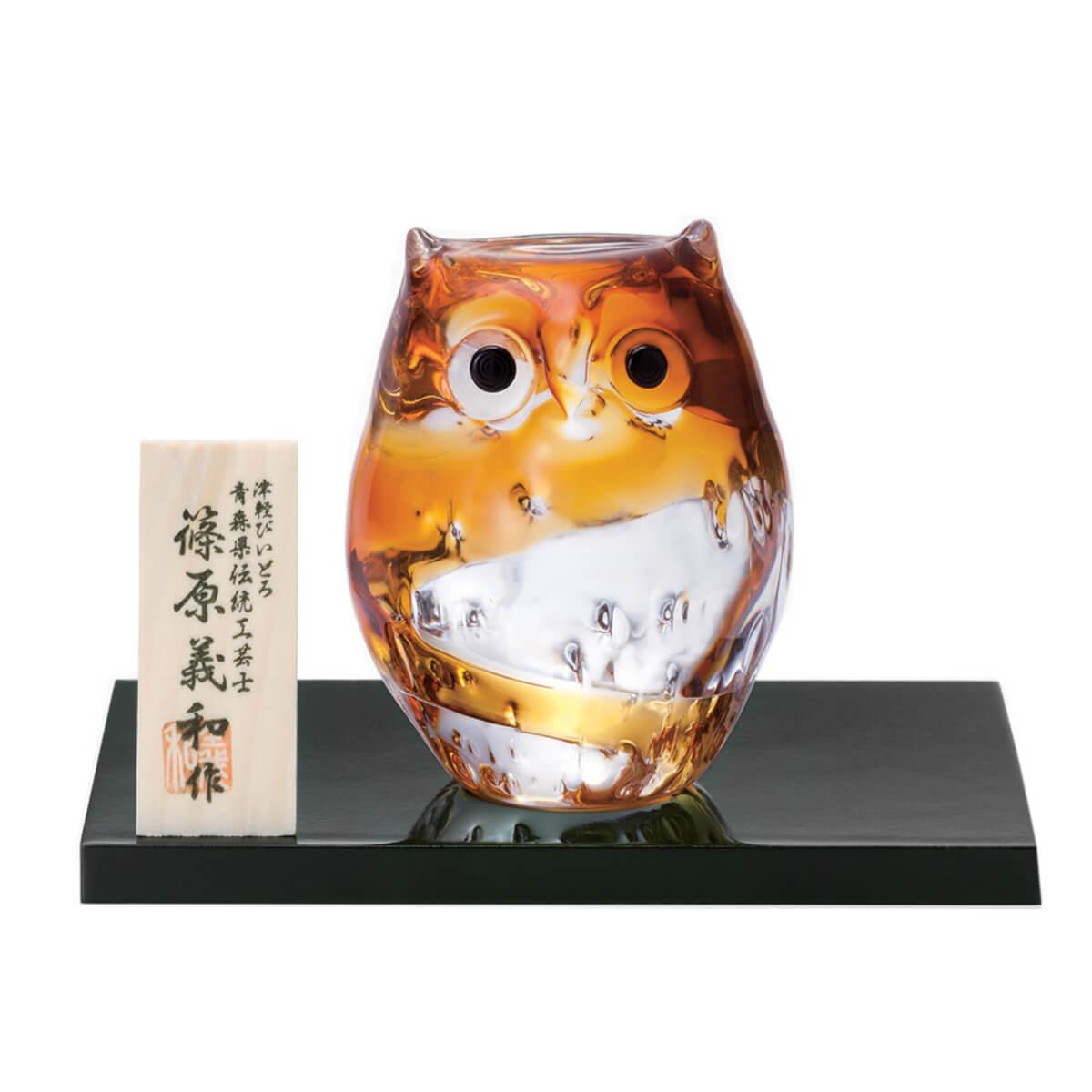 【日本津軽津琉璃】吉祥物貓頭鷹 - MSA玻璃雕刻