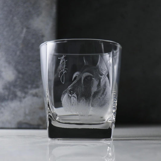 295cc【雪納瑞】寫實動物 寵物客製畫像(簽名版)威士忌杯 - MSA玻璃雕刻