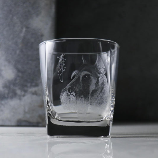 295cc【雪納瑞】寫實動物 寵物客製畫像(簽名版)威士忌杯 - MSA玻璃雕刻