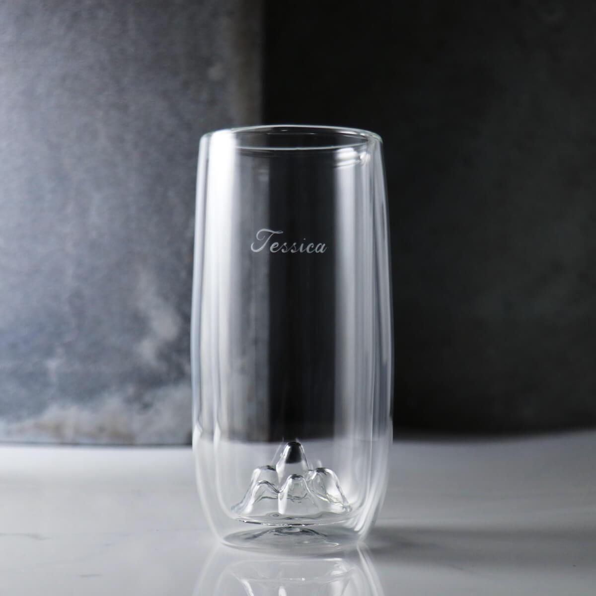 330cc【小山雙層杯】小山耐熱玻璃杯 茶杯刻字 - MSA玻璃雕刻