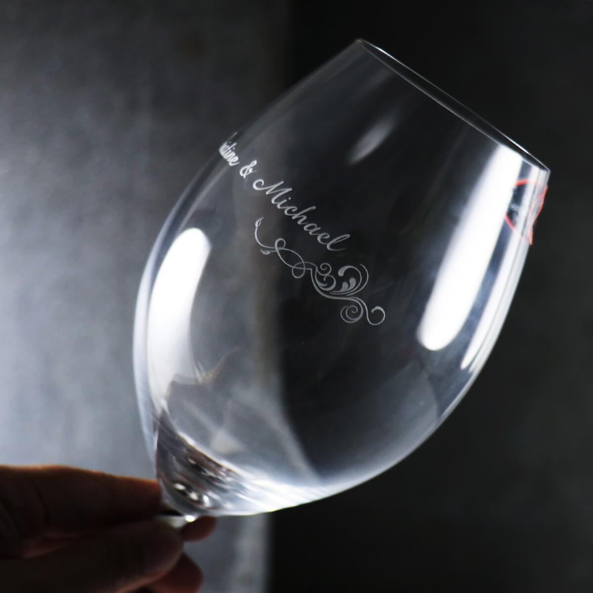 600cc【奧地利 Riedel】幸福花紋Riedel Fatto a Mano黑白螺旋杯梗水晶杯 - MSA玻璃雕刻