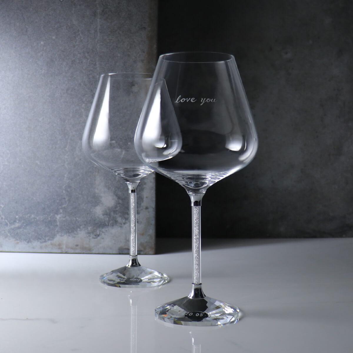 (一對價) 710cc【卡薩布蘭卡婚禮】滿鑽無鉛水晶結婚紅酒對杯 客製化姓名刻字酒杯 - MSA玻璃雕刻