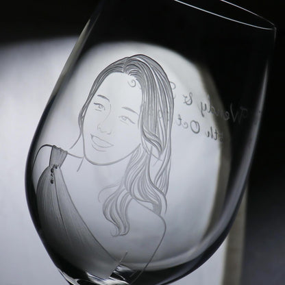 (一對價)425cc【肖像客製結婚對杯】(寫實版)新娘新郎酒杯 結婚禮物紅酒杯 - MSA玻璃雕刻
