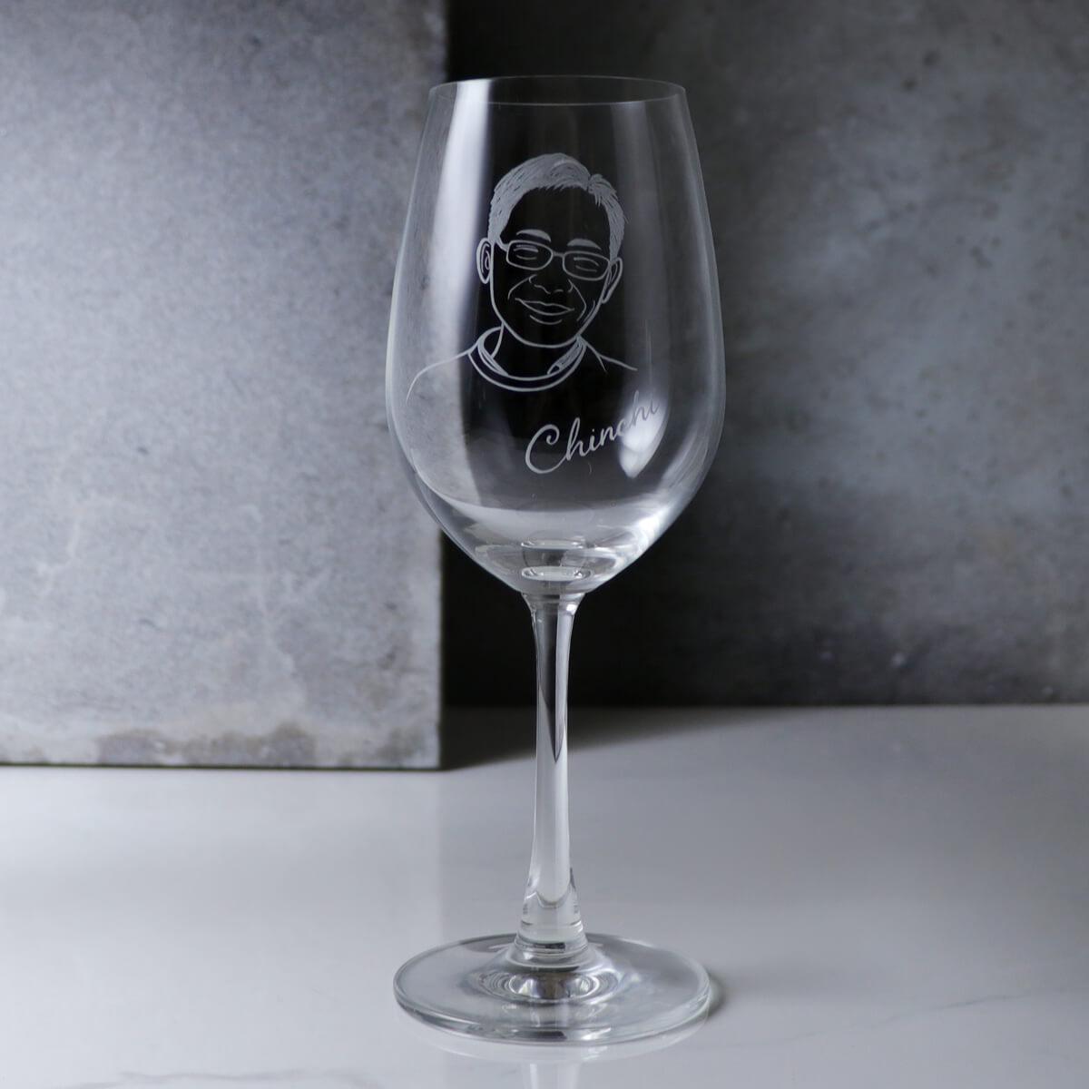 (一對價)425cc【結婚週年紀念對杯】(寫實版)銀婚．夫妻肖像客製紅酒杯 - MSA玻璃雕刻