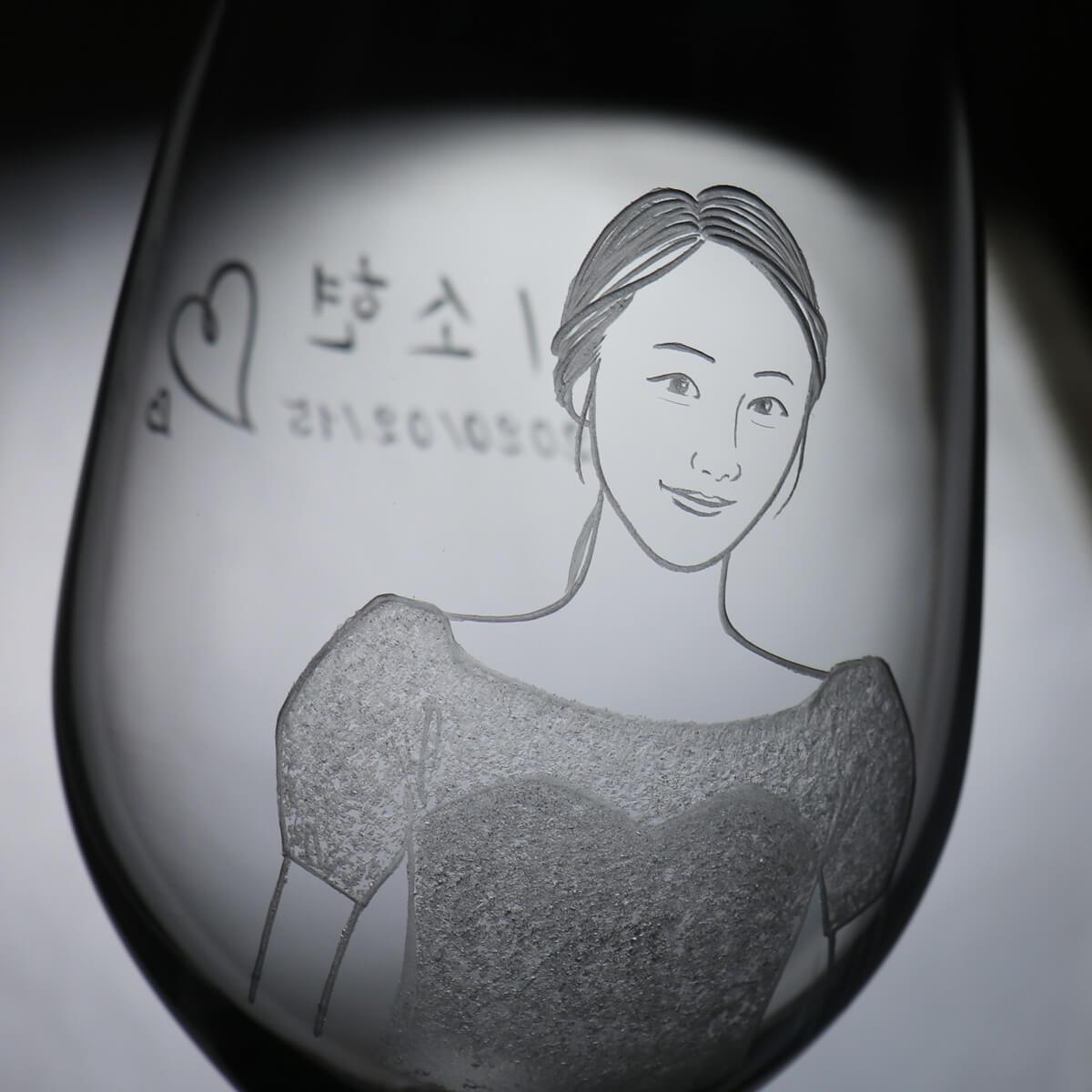 (一對價)425cc【肖像客製】(寫實版)韓國夫妻好友結婚紅酒杯 - MSA玻璃雕刻