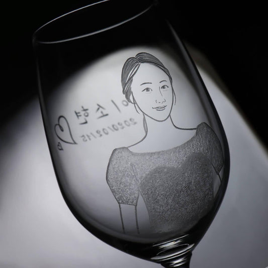 (一對價)425cc【肖像客製】(寫實版)韓國夫妻好友結婚紅酒杯 - MSA玻璃雕刻