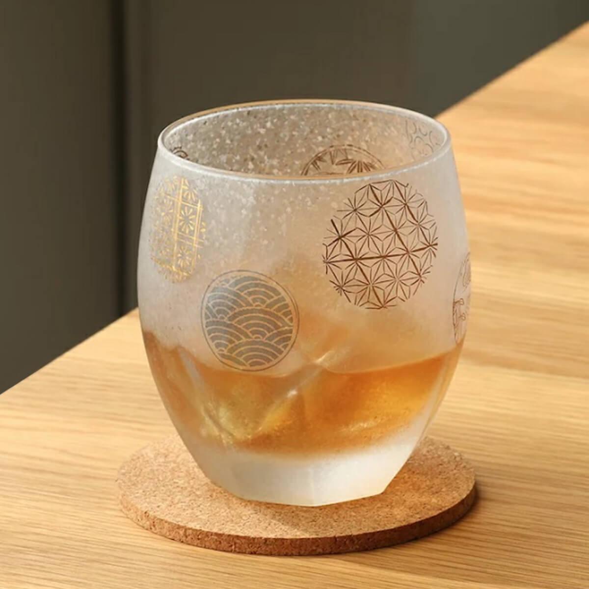 345cc【日本Aderia】夏日祭典 丸紋 刻字玻璃杯 描金工藝吉祥圖案 - MSA玻璃雕刻
