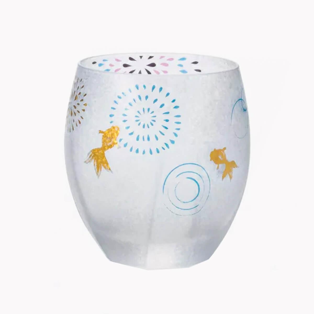 345cc【日本Aderia】夏日祭典 花火金魚 刻字玻璃杯 描金工藝吉祥圖案 - MSA玻璃雕刻