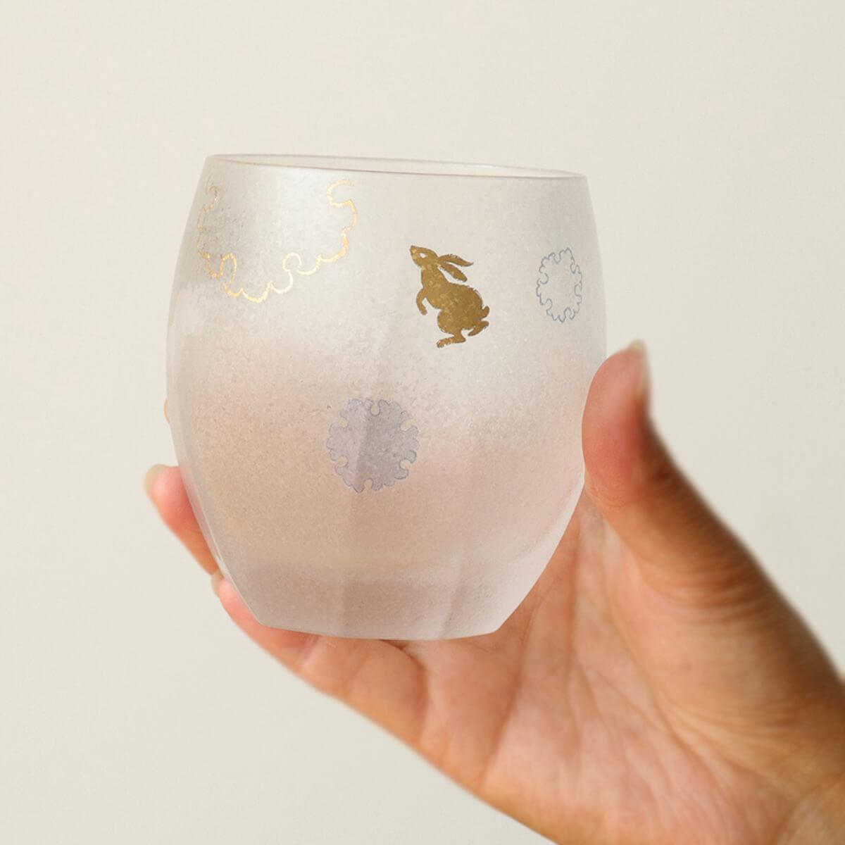 345cc【日本Aderia】夏日祭典 雪兔 刻字玻璃杯 描金工藝吉祥圖案 - MSA玻璃雕刻
