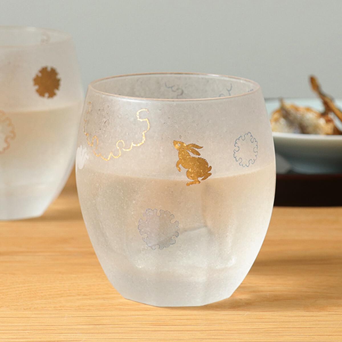 345cc【日本Aderia】夏日祭典 雪兔 刻字玻璃杯 描金工藝吉祥圖案 - MSA玻璃雕刻
