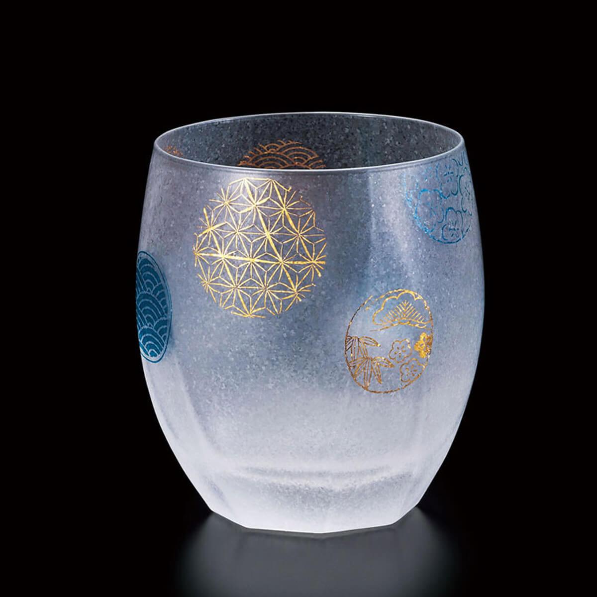 345cc【日本Aderia】夏日祭典 丸紋 刻字玻璃杯 描金工藝吉祥圖案 - MSA玻璃雕刻