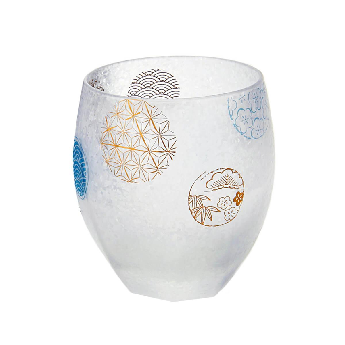 345cc【日本Aderia】夏日祭典 丸紋 刻字玻璃杯 描金工藝吉祥圖案 - MSA玻璃雕刻
