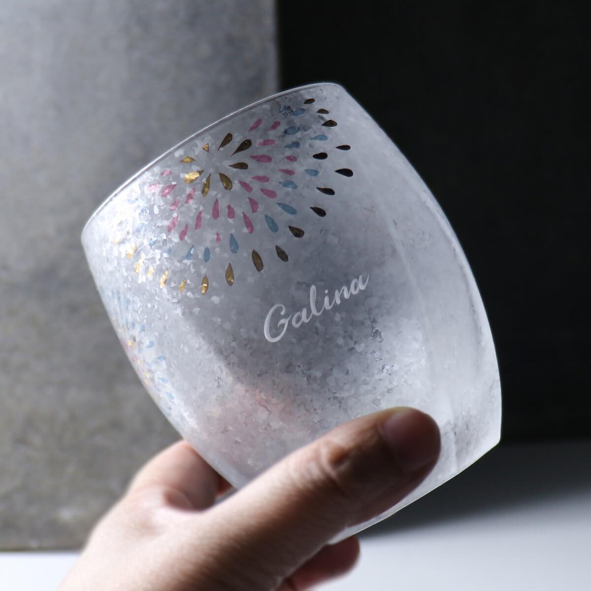 345cc【日本Aderia】夏日祭典 花火金魚 刻字玻璃杯 描金工藝吉祥圖案 - MSA玻璃雕刻
