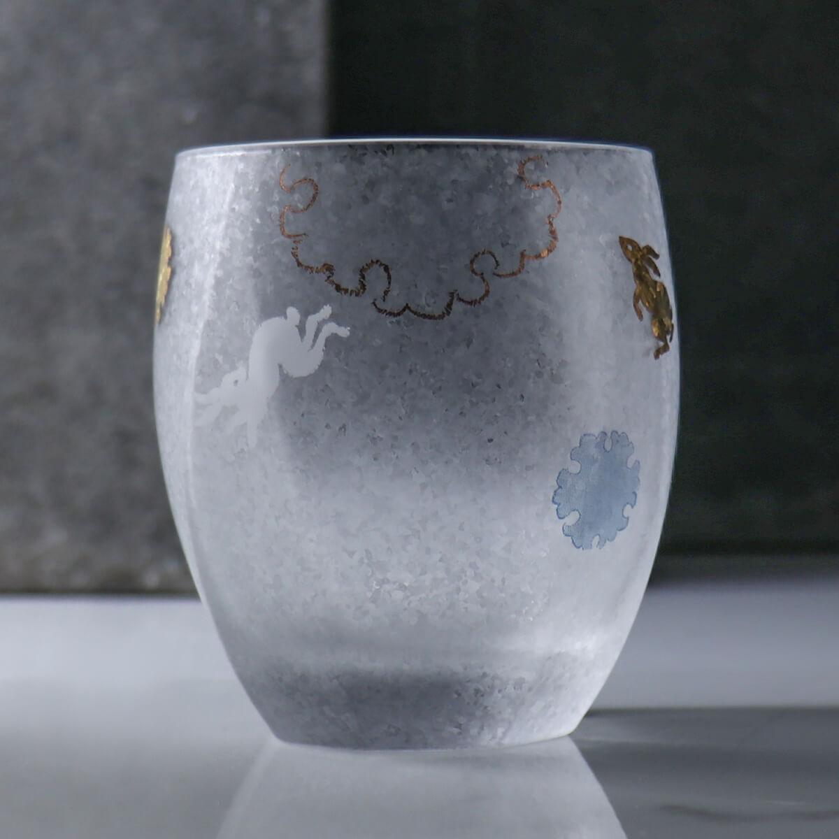 345cc【日本Aderia】夏日祭典 雪兔 刻字玻璃杯 描金工藝吉祥圖案 - MSA玻璃雕刻