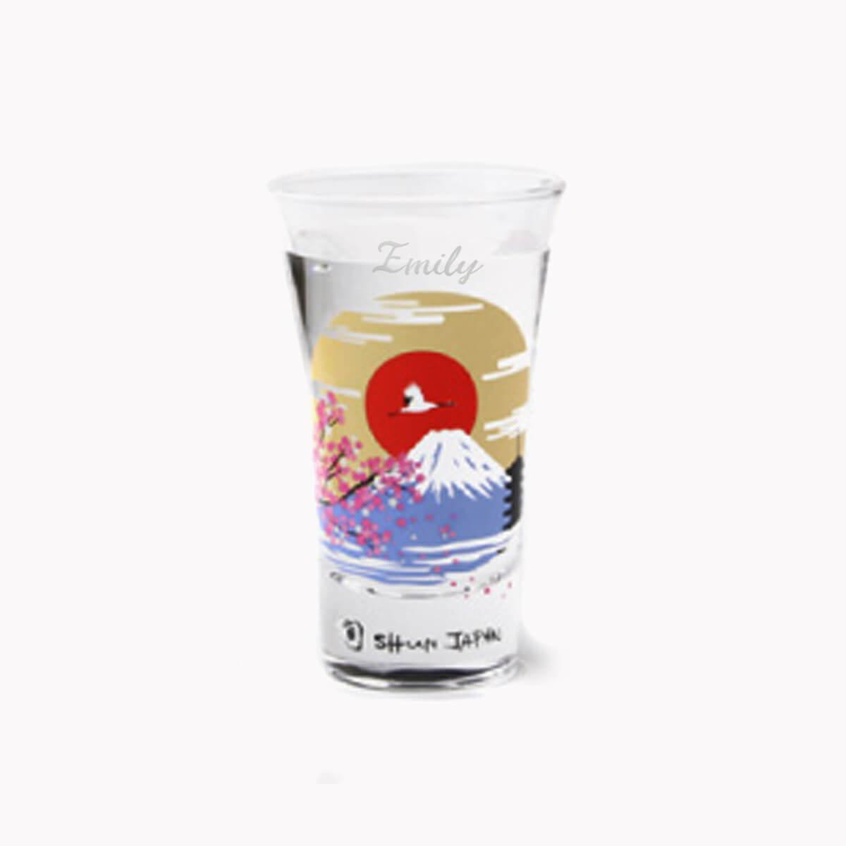 100cc【丸モ高木陶器】冷感富士山變色烈酒杯 清酒 客製刻字 - MSA玻璃雕刻