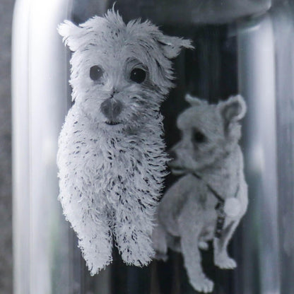 15cm【寵物骨灰罐】(雙面版)適合貓狗毛小孩在天堂明亮純淨的家 畫像訂做 - MSA玻璃雕刻