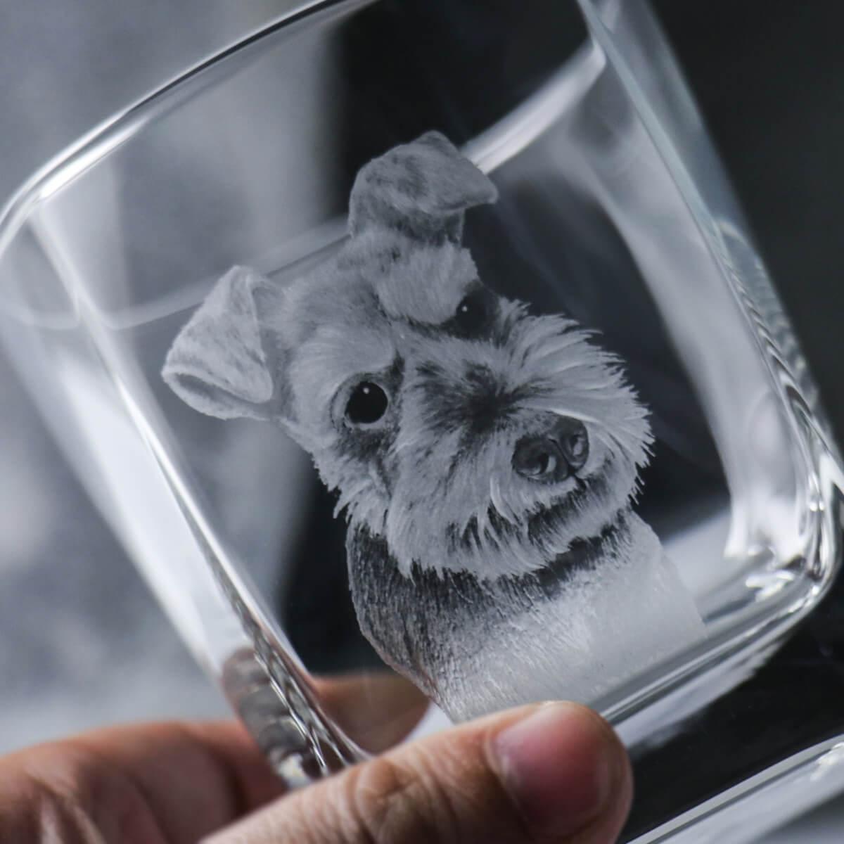 295cc【寵物寫實】雪納瑞 犬畫像 威士忌杯 狗狗專屬 - MSA玻璃雕刻
