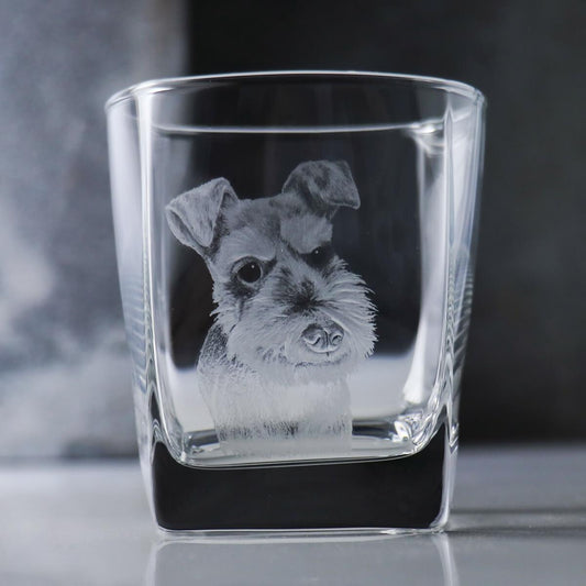 295cc【寵物寫實】雪納瑞 犬畫像 威士忌杯 狗狗專屬 - MSA玻璃雕刻