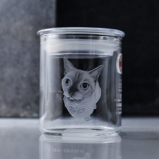 8.5cm【寵物骨灰罐】貓咪 毛小孩在天堂明亮純淨的家 畫像訂做 - MSA玻璃雕刻