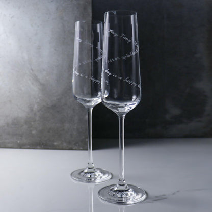 (一對價)270cc 香港【Lucaris 浪漫音悅】繞文香檳對杯 - MSA玻璃雕刻
