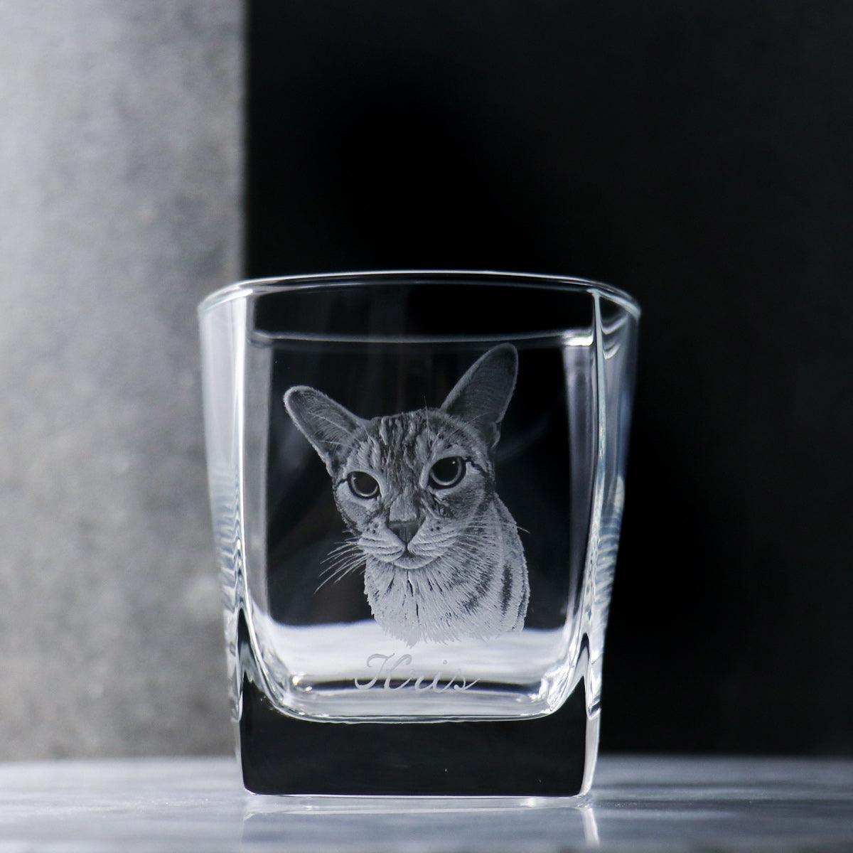 295cc【寵物寫實】貓畫像 威士忌杯 貓奴專屬 - MSA玻璃雕刻