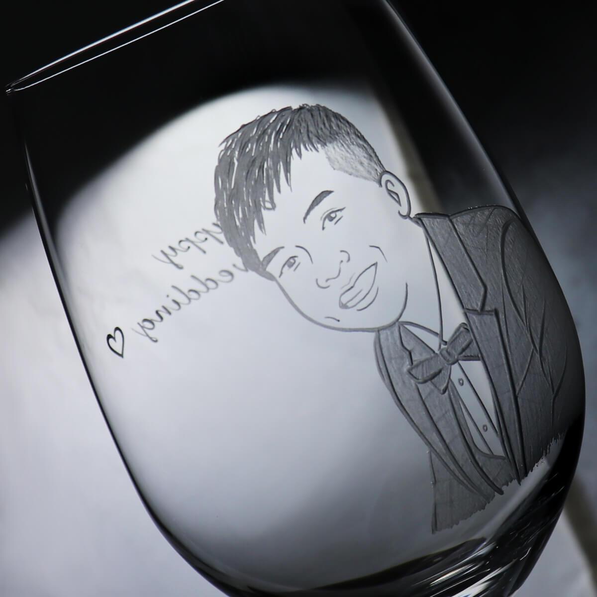 (一對價)425cc【極光精靈婚紗】(寫實版)肖像客製結婚對杯 紅酒杯 - MSA玻璃雕刻
