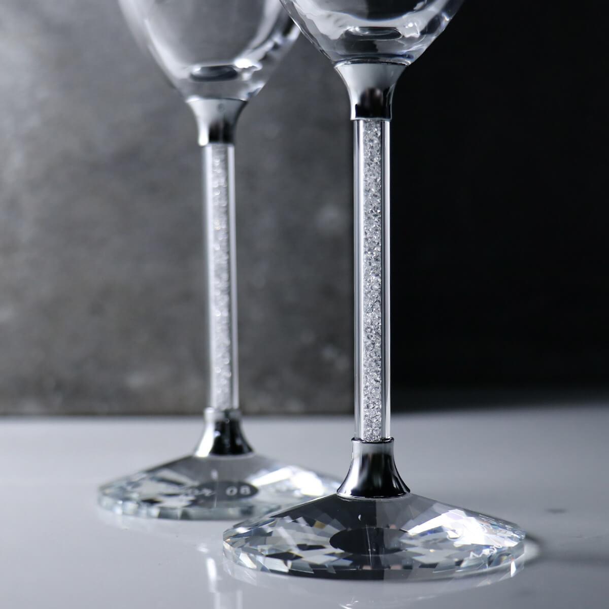 (一對價) 230cc【滿鑽香檳】卡薩布蘭卡婚禮結婚對杯 - MSA玻璃雕刻