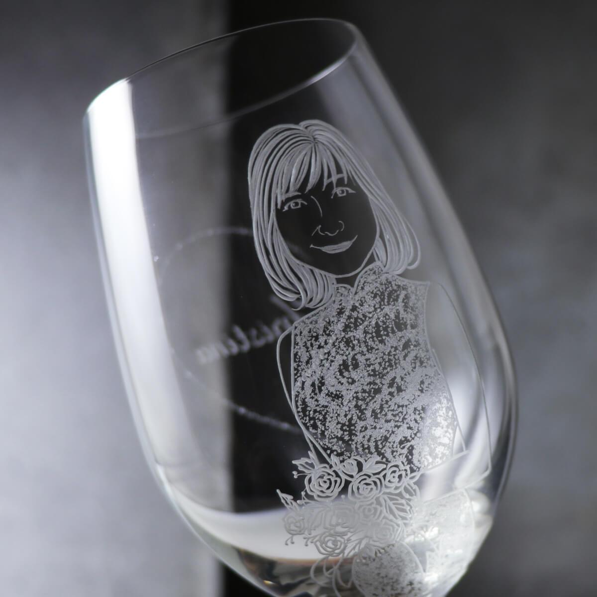 (一對價)425cc【爸媽結婚周年紀念】(寫實版)肖像客製 完整的心對杯 紅酒杯 - MSA玻璃雕刻