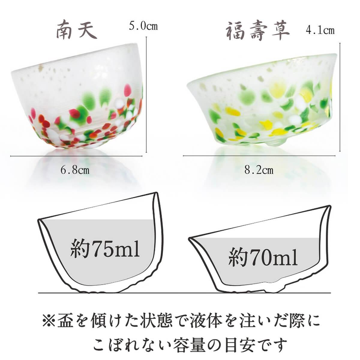 (一對價)【日本津輕-轉運金箔福杯】南天&福壽草手作不倒翁對杯組 - MSA玻璃雕刻